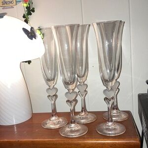 Unique Heart flute champagne glasses